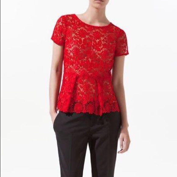 Zara Lace Peplum Top - Picture 4 of 5